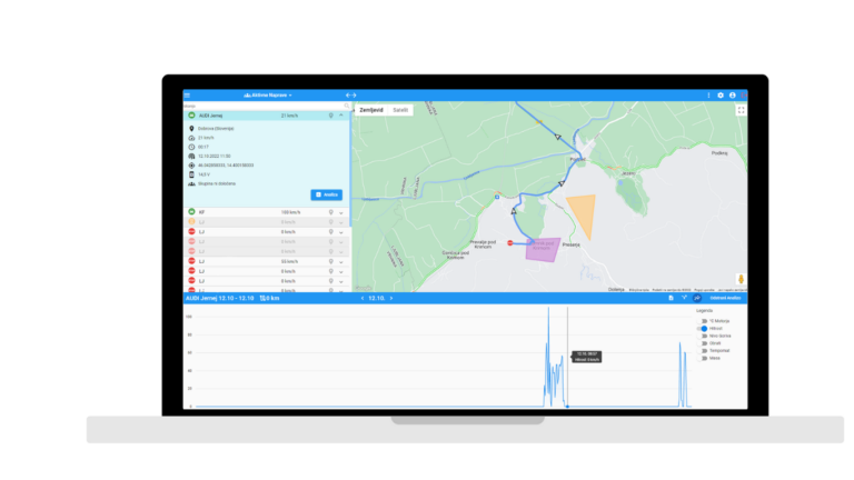Sledat aplikacija prikaz sledenja intervencijskega vozila